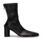 MM6 Maison Margiela Läder Ankelboots med Fyrkantig Tå Black, Dam