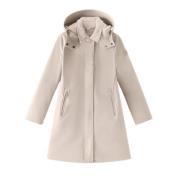 Woolrich Avtagbar huva tekniskt tyg trenchcoat Beige, Dam