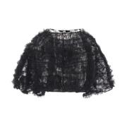 Molly Goddard Svart Ruffle Bolero Topp Black, Dam