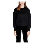 VERO MODA Svart V-ringad huvtröja stickad Black, Dam