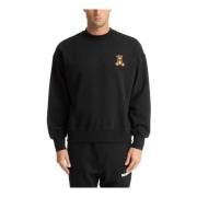 Barrow Enfärgad Logo Teddy Sweatshirt Black, Herr