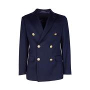 Made in Italia Bl Blazer i Ull Dubbelknppad Herr Blue, Herr