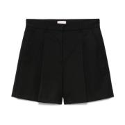 Liu Jo Svarta texturerade shorts med veckdetaljer Black, Dam