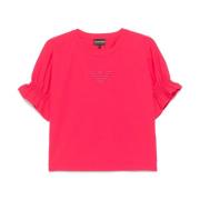 Emporio Armani Hallonrosa Jersey T-shirt med Logo Pink, Dam