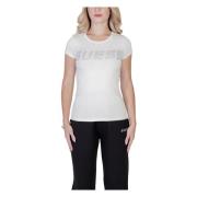 Guess Vit T-shirt med tryck, kort ärm White, Dam