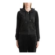 Juicy Couture Swarovski Logo Hoodie med Dragsko Black, Dam