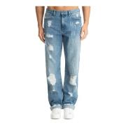 Michael Kors Mid Waist Plain Jeans med Logo Blue, Herr