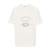 Golden Goose Vit Grafisk Print Crew Neck T-shirt White, Herr