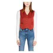 Vero Moda Röd Ärmfri Knapp Gilet Höst/Vinter Red, Dam