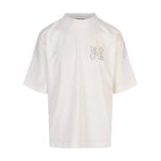 Palm Angels Vit Monogram T-shirt med Oversize Passform White, Herr