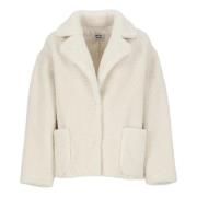 Betta Corradi Ivory Faux Fur Peak Lapel Coat Beige, Dam