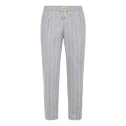 Boggi Milano City Trousers i flanell med pinstripe Gray, Herr