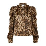 Neo Noir Leopardmönstrad Blus Rosslyn Stil Brown, Dam