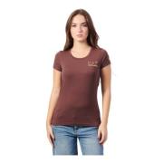 Emporio Armani Brun Bomull T-shirt med Rund Hals Brown, Dam