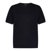 Emporio Armani Blå Crewneck Tröja Jacquard Stickad Blue, Herr