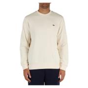 Lacoste Klassisk Passform Crewneck Sweatshirt med Front Logo Patch Bei...