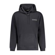 Napapijri Svart Logo Print Hoodie för Män Black, Herr