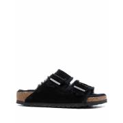 Birkenstock Svarta Sandaler med Shearling Foder Black, Herr