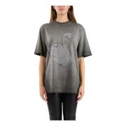 Msgm Kristalldekorerad bomullst-shirt Gray, Dam