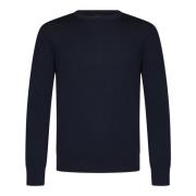 Brioni Navy Blue Wool Knit Crewneck Sweater Blue, Herr