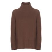 Kangra Brun Cashmere Ull Hög Hals Tröja Brown, Dam