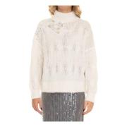 Liu Jo Paljett Halsduk Pullover White, Dam