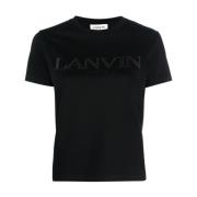 Lanvin Svart Logotyp Rund Hals Kort Ärmar Black, Dam