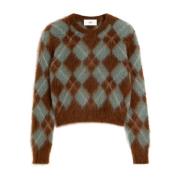 Ami Paris Argyle Check Crew Neck Sweaters Multicolor, Herr