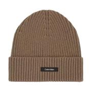 Calvin Klein Klassisk Bomull Rib Beanie Mössa Brown, Herr