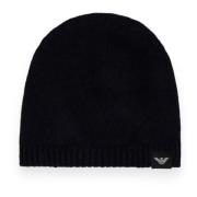 Emporio Armani Beanie Mössa för stiligt utseende Black, Herr