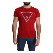 Guess Röd Bomull T-shirt - Vardagsnödvändighet Red, Herr