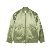 Max Mara Satin Bomberjacka i Khaki Green, Dam