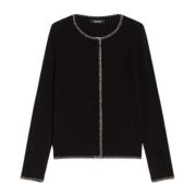 Max Mara Svart Ull Kashmir Crewneck Kofta Black, Dam