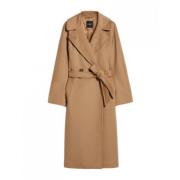 Max Mara Beige Dubbelknäppt Kappa Brown, Dam