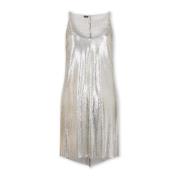 Paco Rabanne Silver Mesh Asymmetrisk Miniklänning Aw24 Gray, Dam