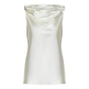 Pinko Vit Silkesatin Huva Topp White, Dam