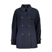 Tommy Hilfiger Blå Bomull Trench Coat med Logo Blue, Dam