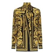 Versace Svart Silke Barocco Print Skjorta Multicolor, Dam