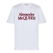 Alexander McQueen Vit Loose-Fit Bomull T-shirt White, Herr