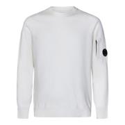 C.p. Company Vit Crewneck Sweater Aw24 White, Herr