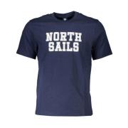 North Sails Blå Bomull T-shirt med Tryck Logo Blue, Herr