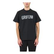 Mauro Grifoni Bomull T-shirt med Tryckt Logotyp Black, Herr