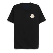 Moncler Vändbar Logo Patch T-shirt Black, Herr