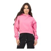 Disclaimer Rosa Cropped Hoodie med Logotyp Patch Pink, Dam