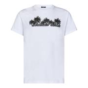 Balmain Vit Palm Tree Logo T-shirt White, Herr