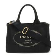 Prada Vintage Pre-owned Canvas totevskor Black, Dam