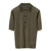 Fabiana Filippi Grön Cashmere Silk Polo Shirt Galaxy Green, Dam