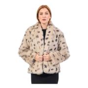 Jijil Beige Elegant Faux Fur Coat Beige, Dam