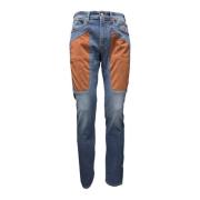 Jeckerson Slim Fit Alcantara Patch Jeans Blue, Herr