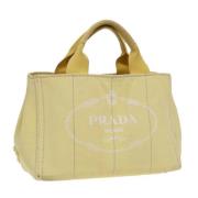 Prada Vintage Pre-owned Canvas handvskor Yellow, Dam